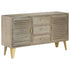 Rustika Rowe -  Drawer Cabinet Solid Mango Wood Grey with Brass 140x40x80 cm